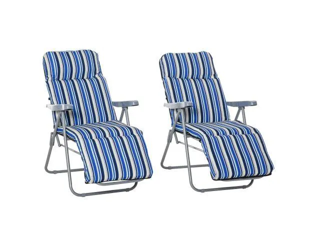 Tumbonas de jardín 60x75x102 cm acero, poliéster color azul Outsunny