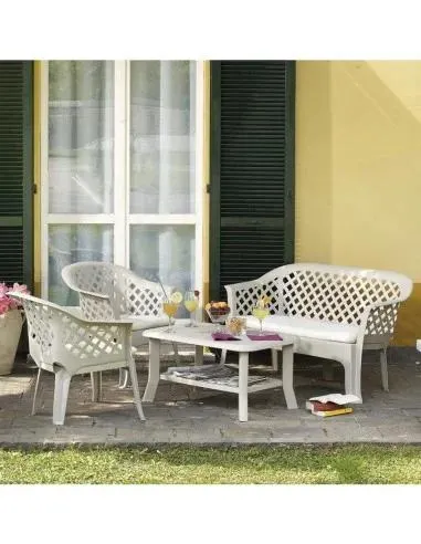 Conjunto Jardín Resina Veranda Blanco Saturnia