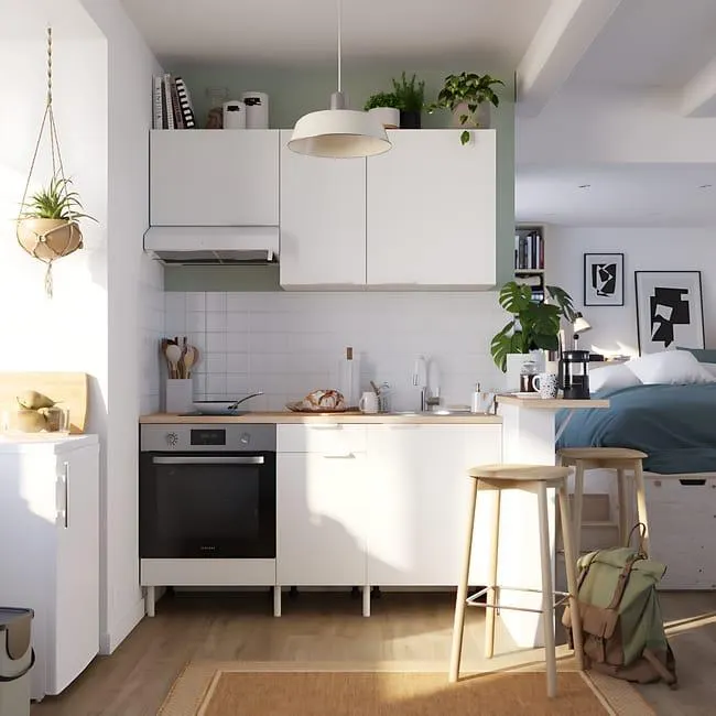 Cocina en kit Eleki blanca 3 módulos altos + 3 bajos L.160 x H.217 x P.58 cm