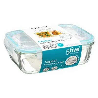 FIAMBRERA RECTANGULAR COMPARTIMENTADA DE CRISTAL CLIPEAT 1,1 l