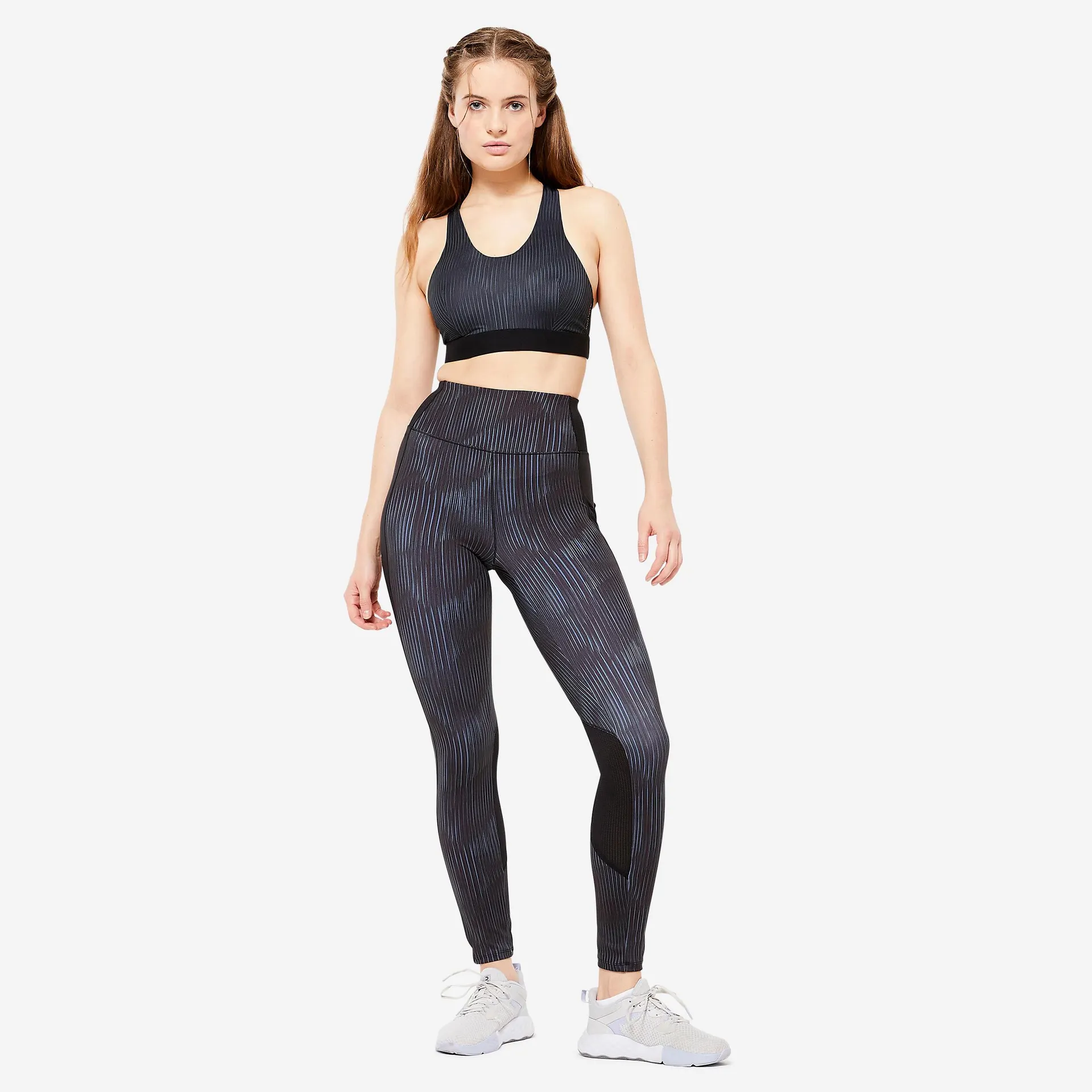 Leggings Fitness Mujer Negro-Negro Humo Bolsillo Teléfono