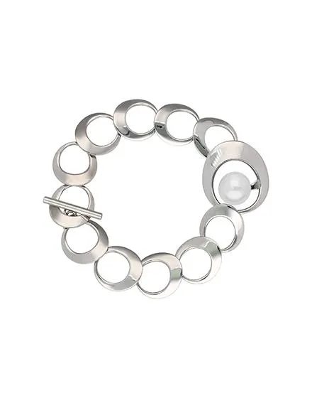 Pulsera Petra en acero y con perla blanca