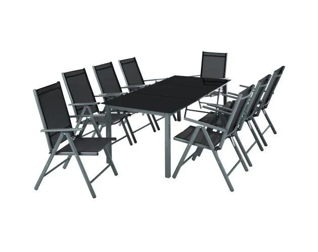 Conjunto de sillas de aluminio 8+1, gris