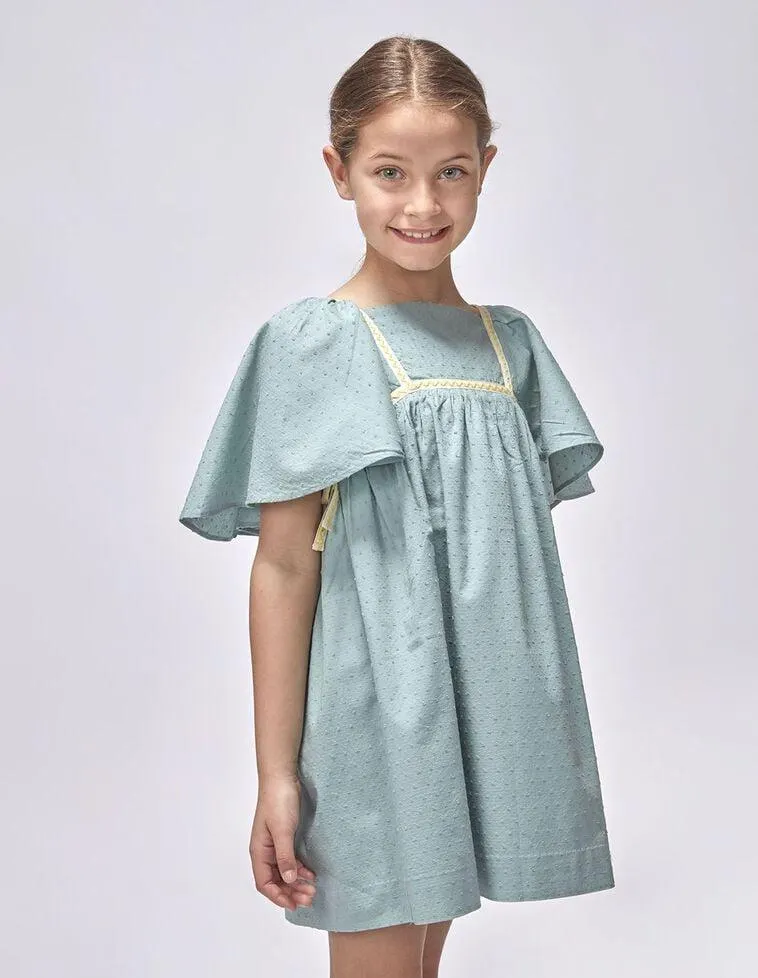 Vestido detalles flúor verde