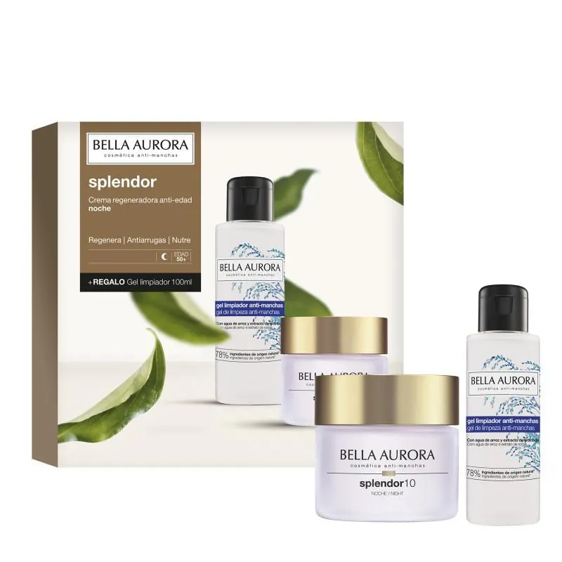 Pack Splendor10 Crema Antiarrugas de noche + Regalo Gel limpiador antimanchas