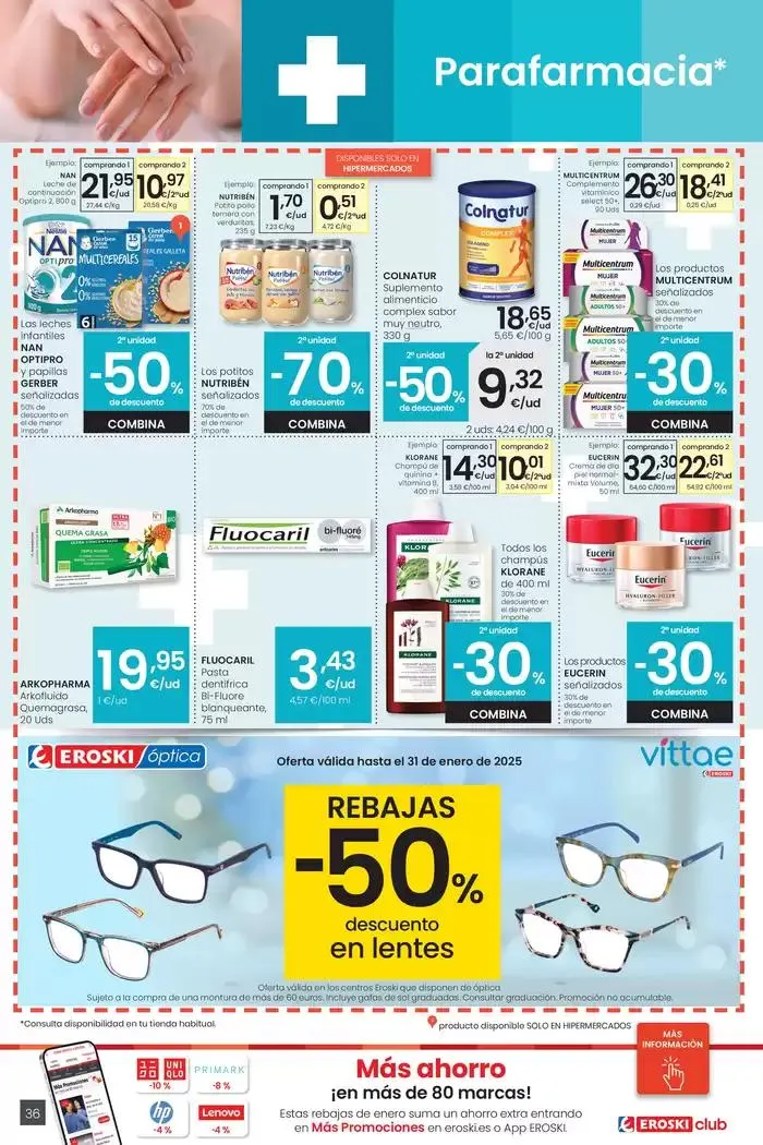 Catálogo de Más de 2000 productos, SIEMPRE A BUEN PRECIO HIPERMERCADOS EROSKI 4 de enero al 14 de enero 2025 - Página 36