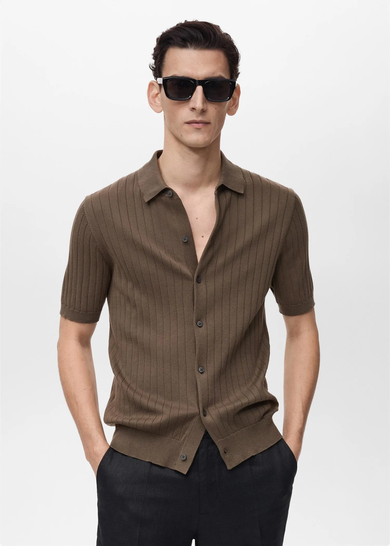 Camisa punto fino canalé