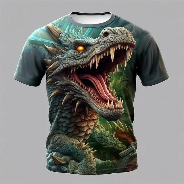 jongens 3d dinosaurus tee shirt korte mouw 3d print zomer lente actief sport mode polyester kinderen 3-12 jaar outdoor casual dagelijks normale pasvorm