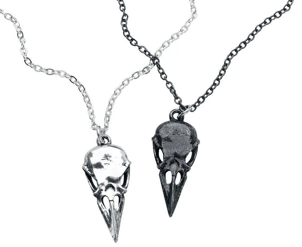 "Coeur Crane Necklace" Collar negro/plateado de Alchemy Gothic