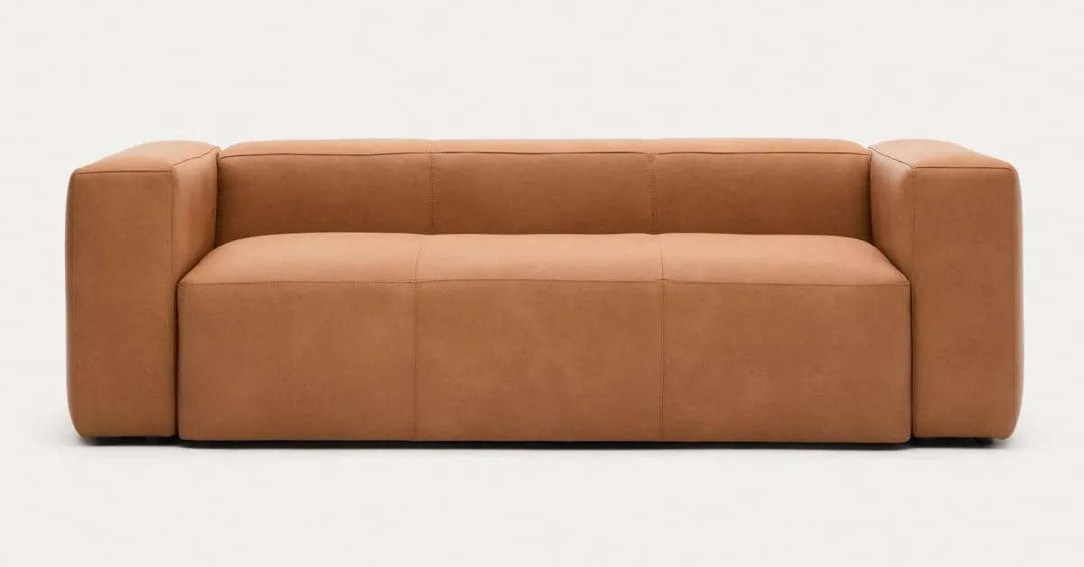 Sofá Blok de piel marrón 3 plazas 240 cm