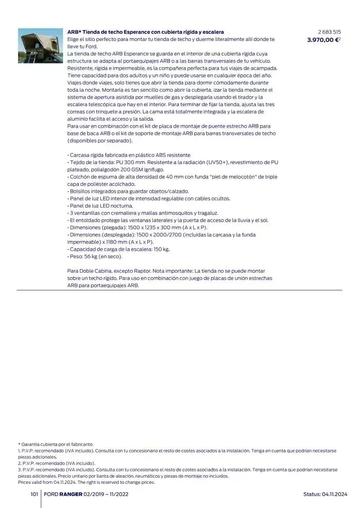 Catálogo de Ford de accesorios Ford Ranger 13 de noviembre al 13 de noviembre 2025 - Página 101