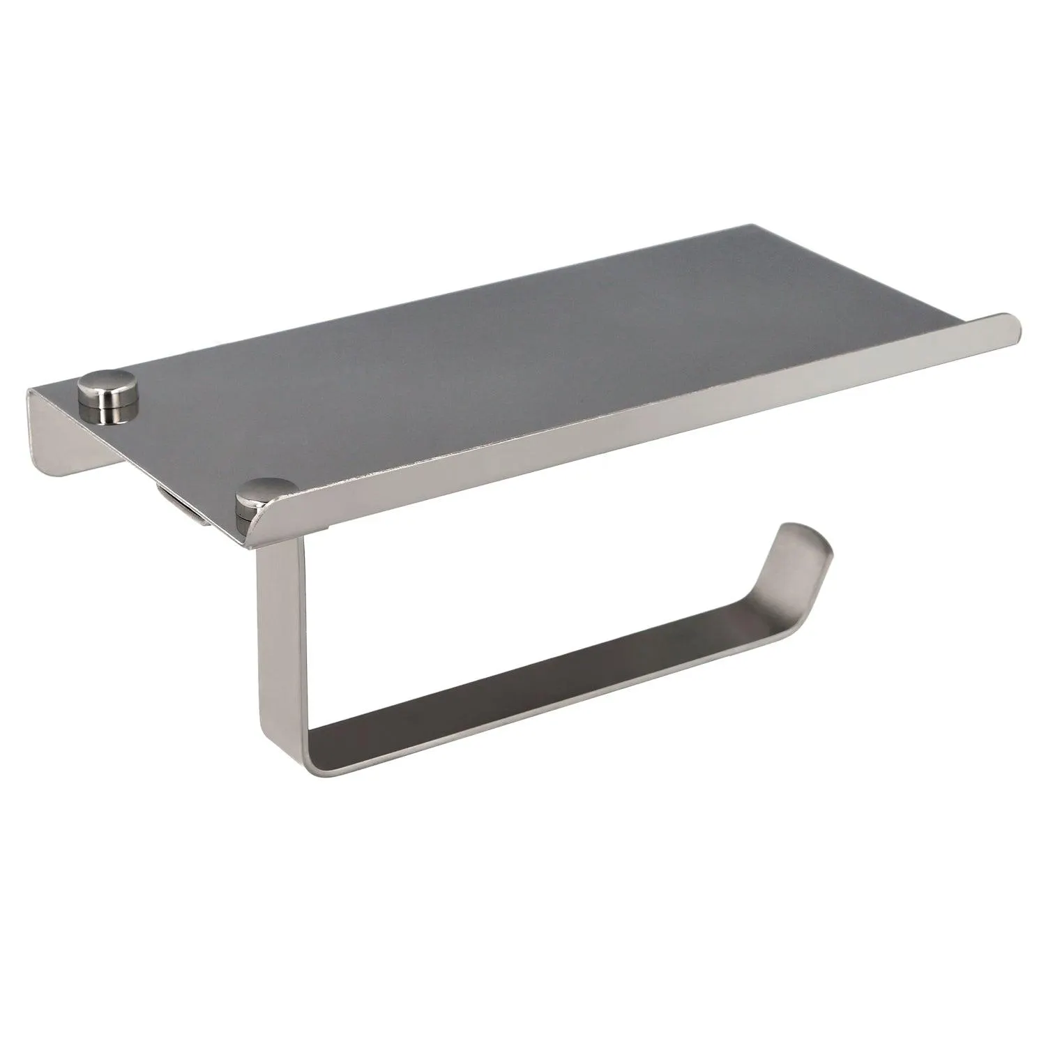 Portarrollos Baño Con Estante Para Moviles Autoadhesivo, Color Inox Con Efecto Espejo, Autoadhesivo Resistente o Con Tornillos