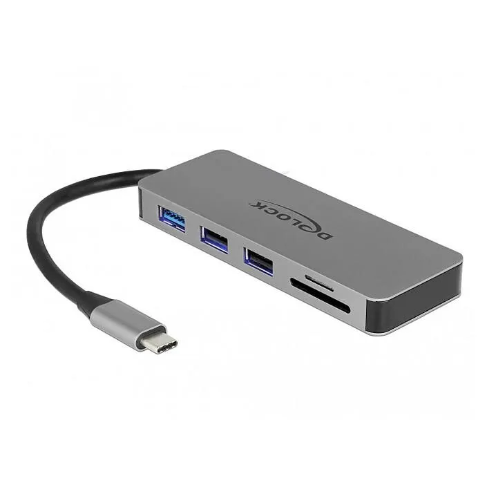 DeLock Hub USB 3.0 Tipo-C 3x Puertos USB-A, 1x HDMI, 1x microSD, 1x SDHC/SDXC, 1x Puerto USB-C con Power Delivery 87 W