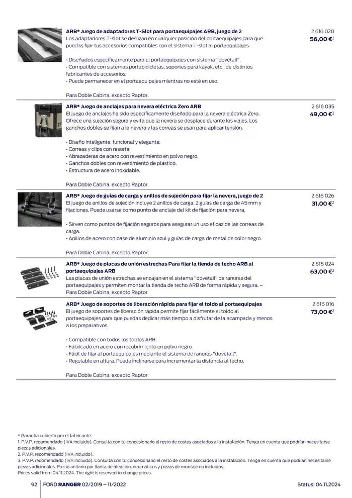 Catálogo de Ford de accesorios Ford Ranger 13 de noviembre al 13 de noviembre 2025 - Página 92
