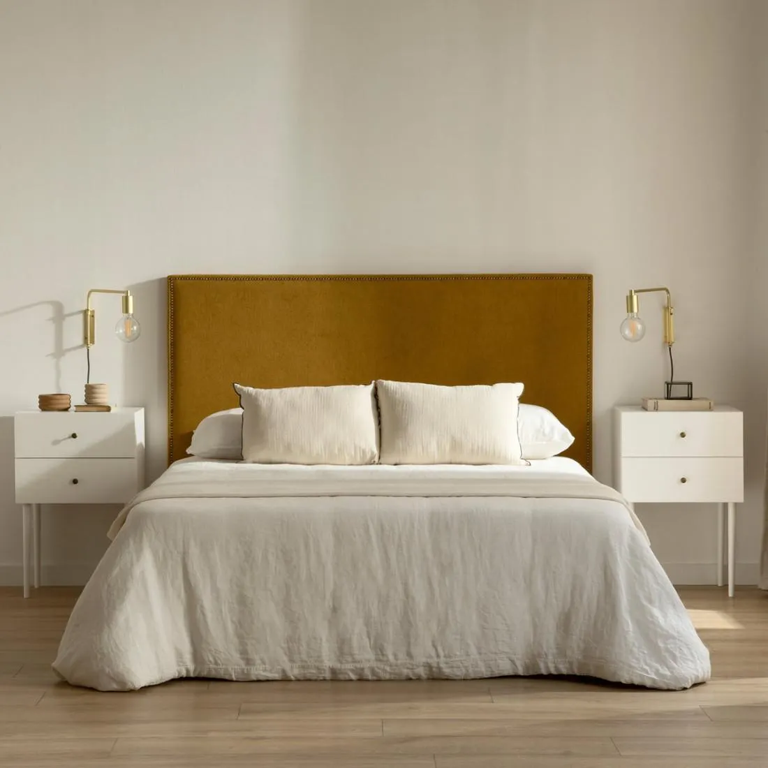 Cabecero tapizado 150/160 mostaza