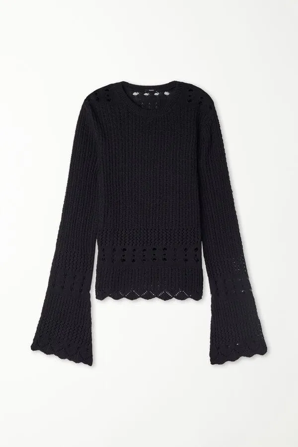 Long-Sleeved Crochet Top