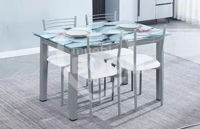 Conjunto mesa cristal + 4 sillas 012.025