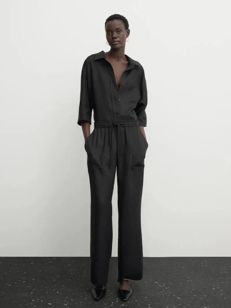 Pantalón jogging lino bolsillo carpintero