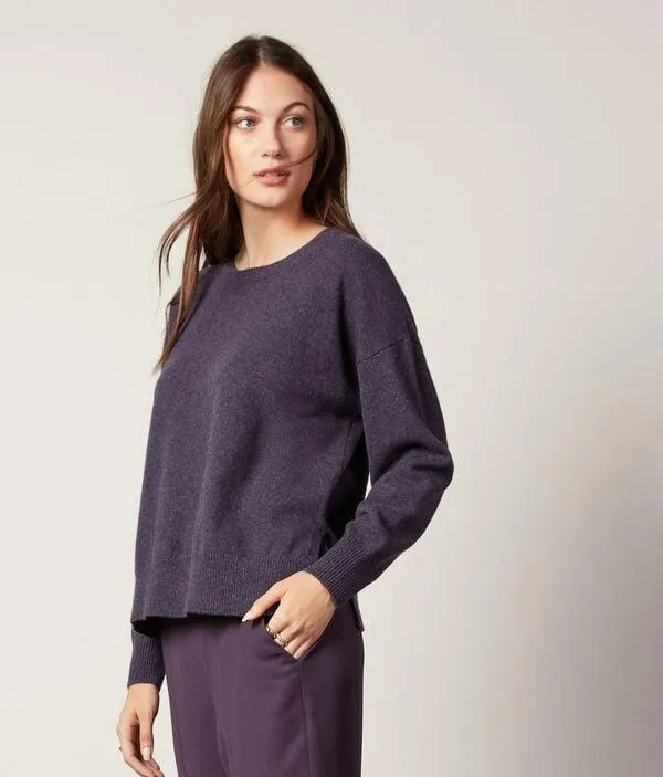 Jersey con Cuello Redondo de Cashmere Ultrasoft con Aberturas