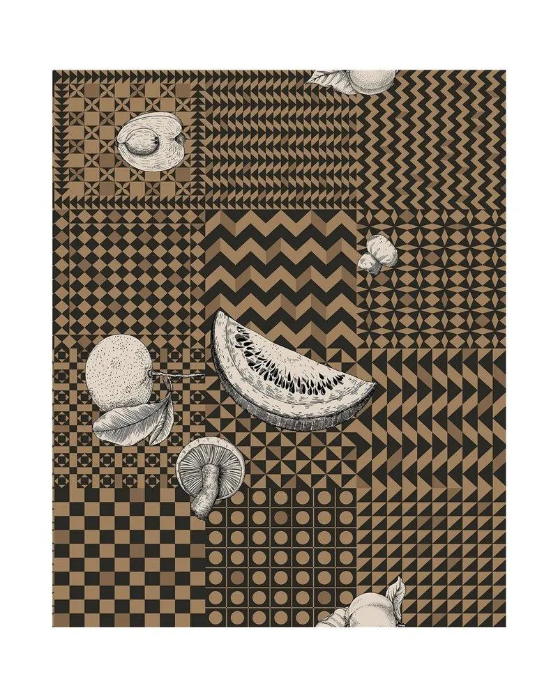 PAPEL PINTADO Frutta e Geometrico Black, White & Gold 123-6031