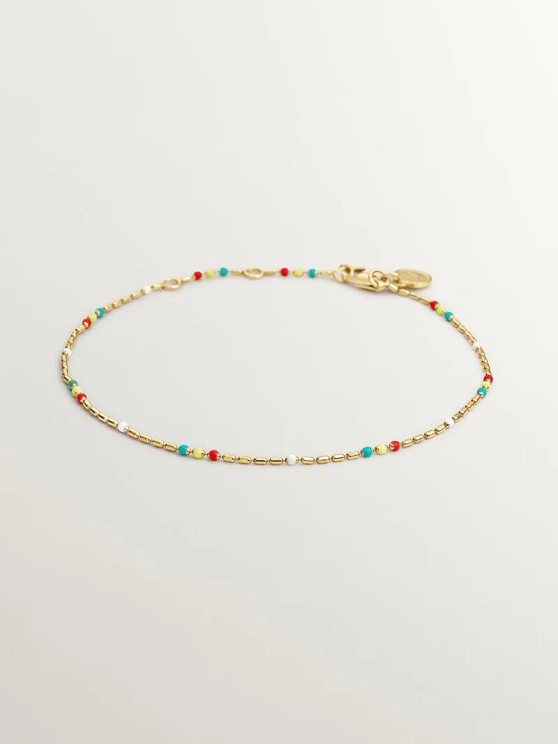 Cadena de plata 925 bañada en oro amarillo de 18K con esmalte multicolor