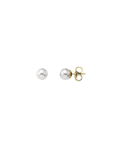 Pendientes Lyra dorados con perla blanca 7mm
