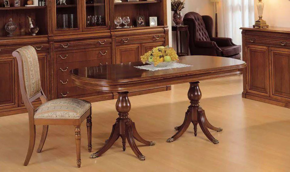 Mesa de comedor extensible oval regencia