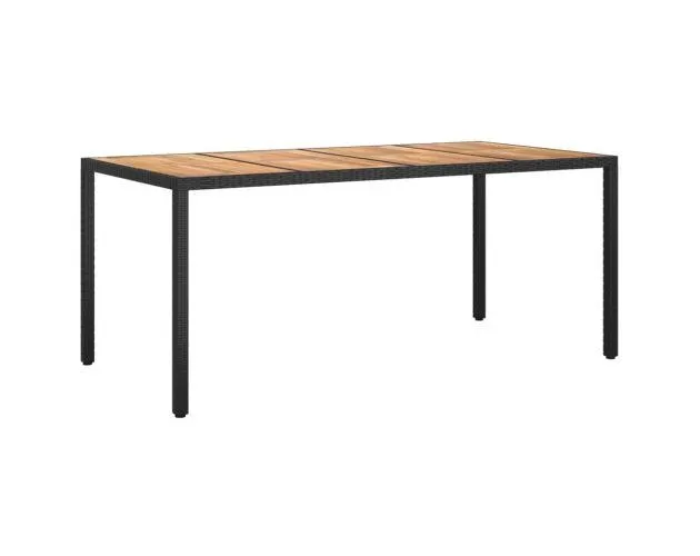 vidaXL mesa de jardín madera acacia ratán sintético negra 190x90x75 cm