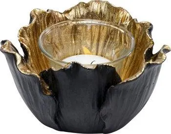 Portavelas Flower Bloom negro oro Ø8