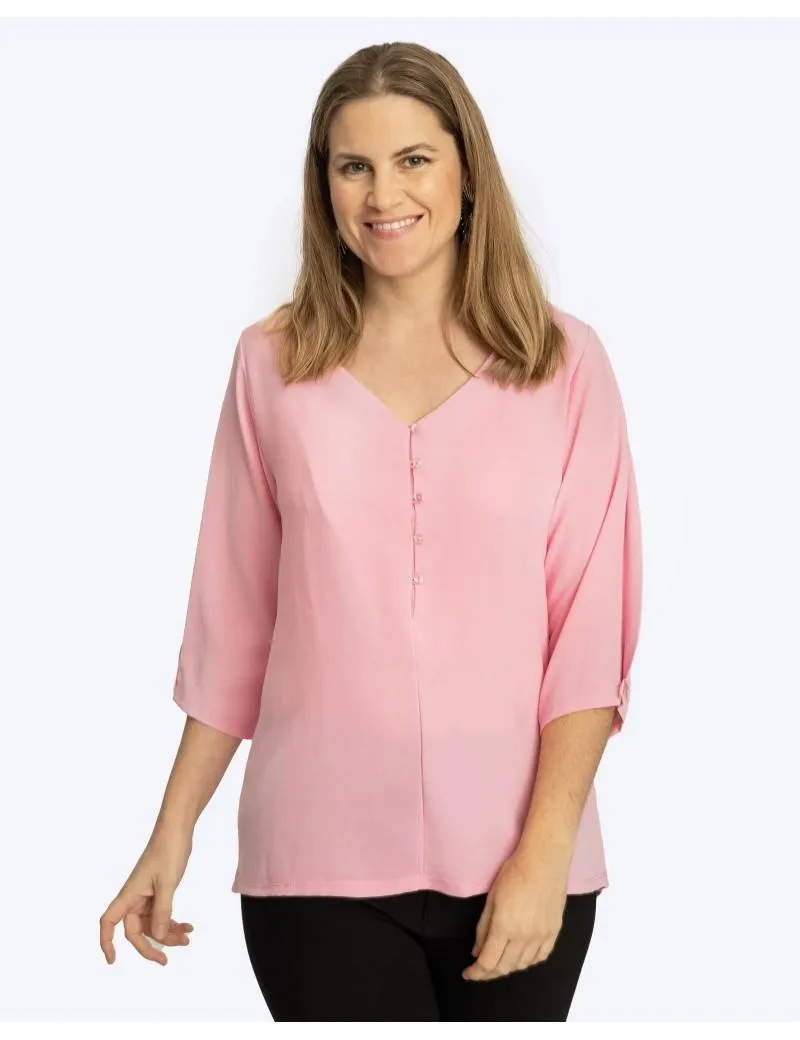 Blusa crep pico botones