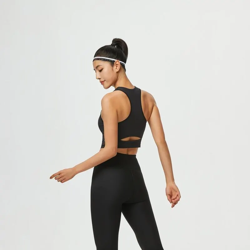 Leggings mallas fitness largas talle alto Mujer Domyos negro