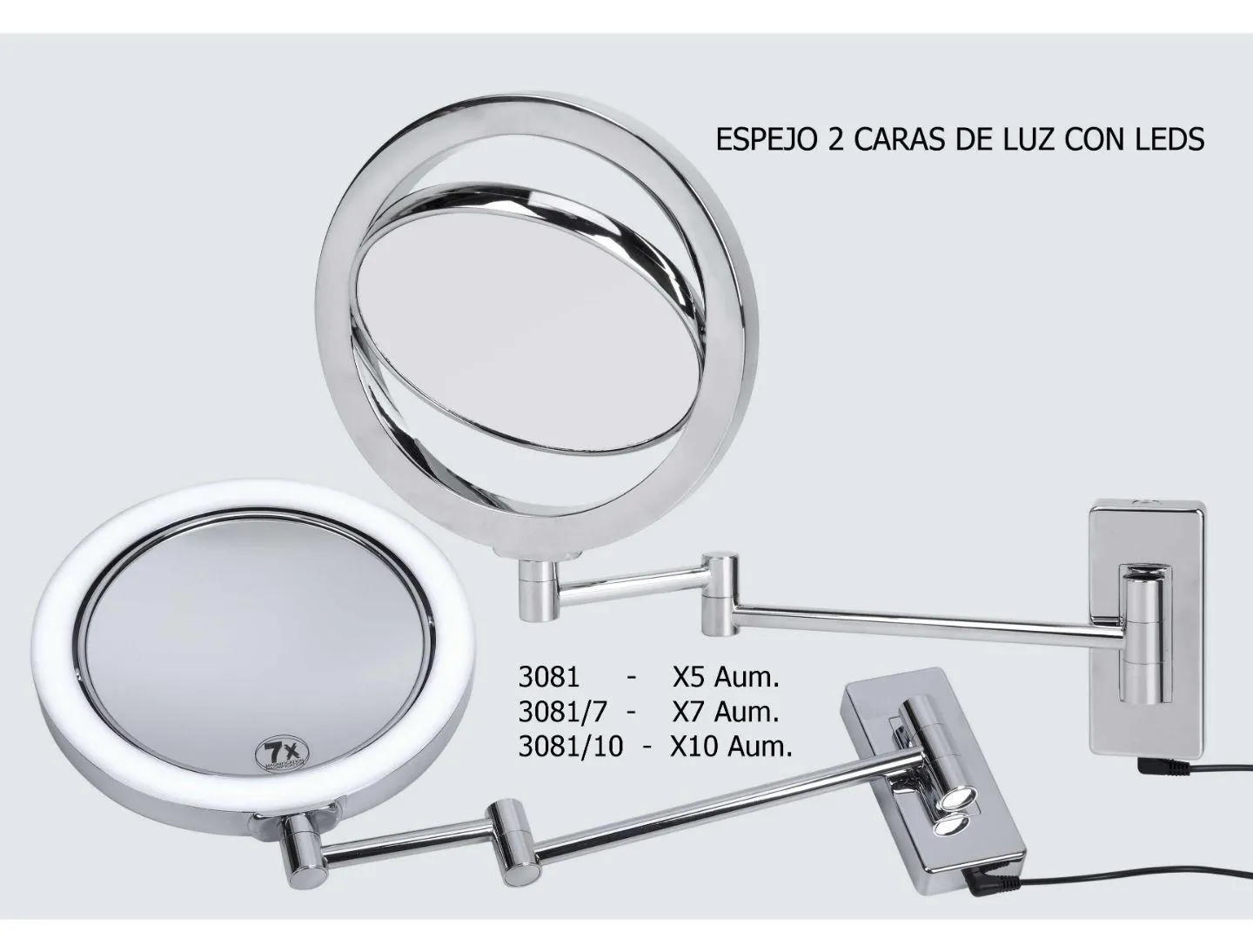 ESPEJO 2 BRAZOS LUZ LED