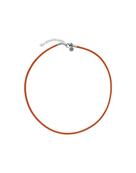 Choker de seda naranja 40 cm con broche en plata