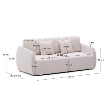 Sofá cama Laira 3 plazas de chenilla crudo 218 cm FSC Mix Credit