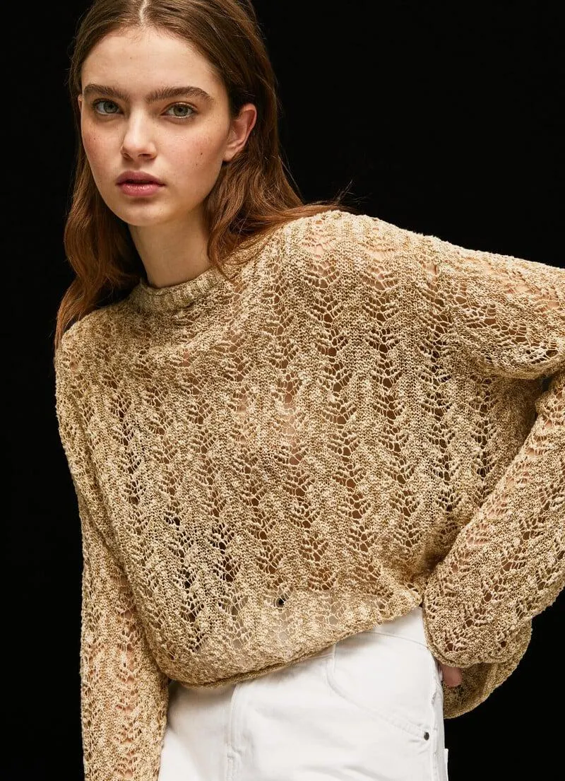 CARDIGAN CROPPED PUNTO CALADO