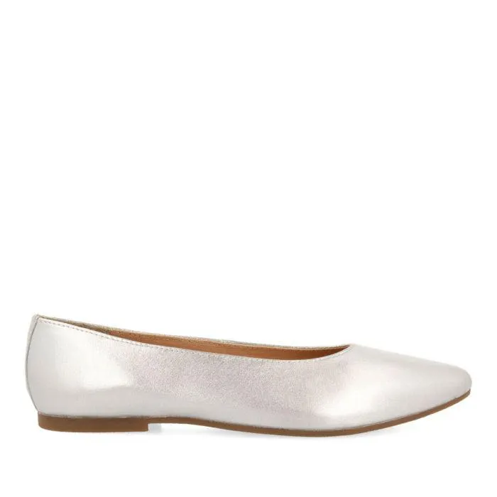 Trebesing women's silver leather ballet flats with pointed trebesing