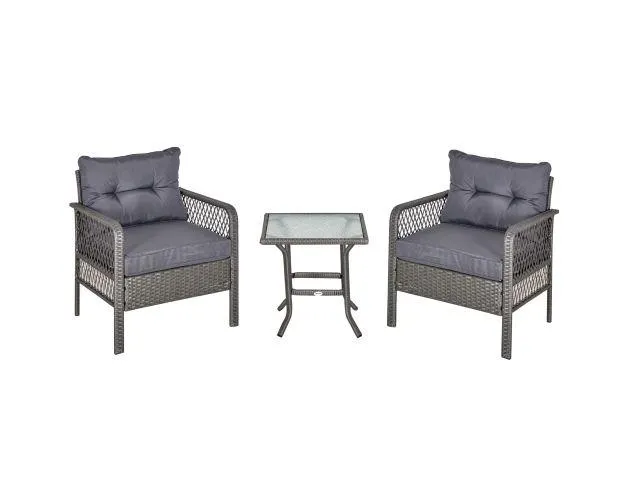 Conjunto de muebles de ratán metal, ratán pe, poliéster color gris