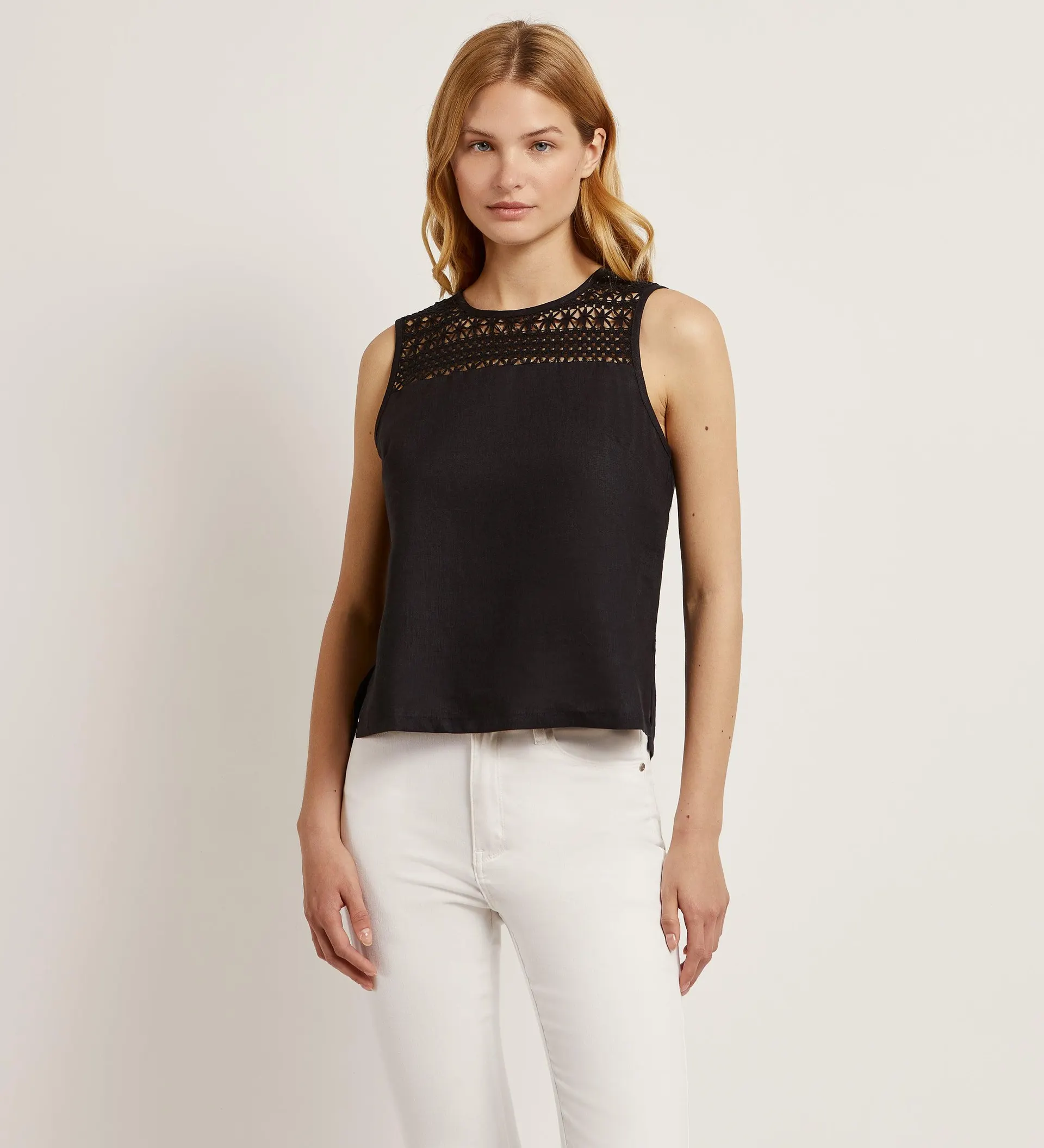 Camiseta lino y crochet