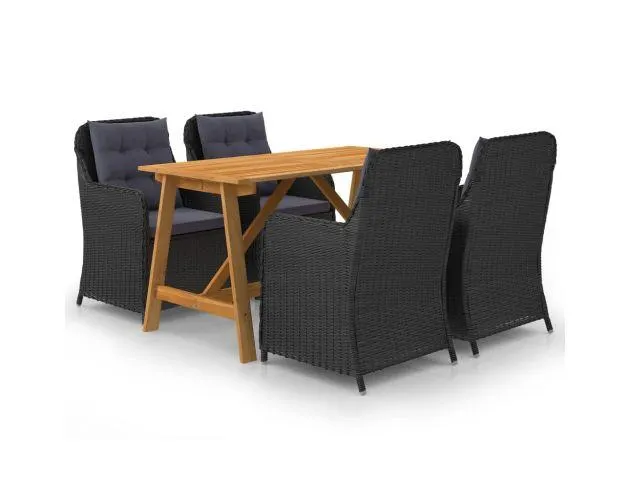 vidaXL juego de comedor para jardín 5 piezas negro