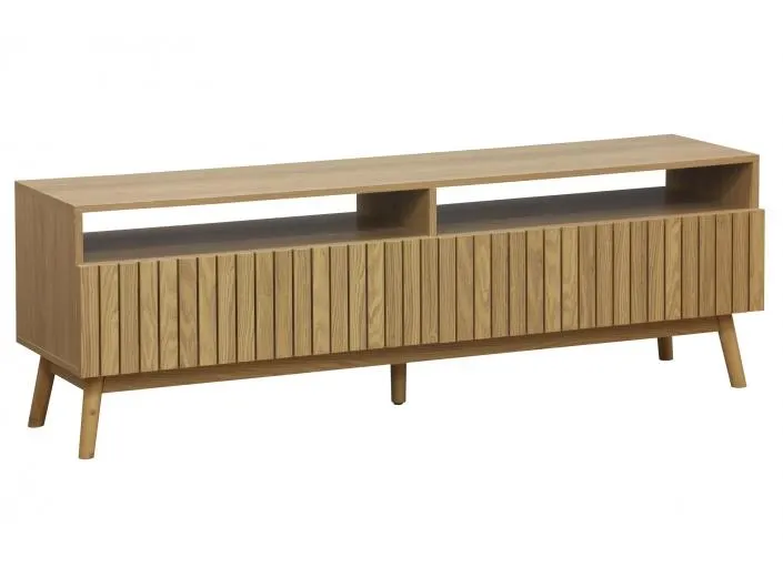 Mueble Tv con 2 cajones color fresno