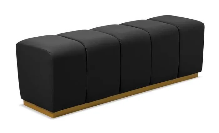 Banqueta acolchada Garamond para comidas o pie de cama en simil negro
