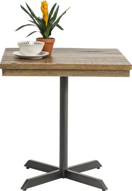 Mesa Lyon cuadrada tablero de madera base de acero negro 72x72 cm