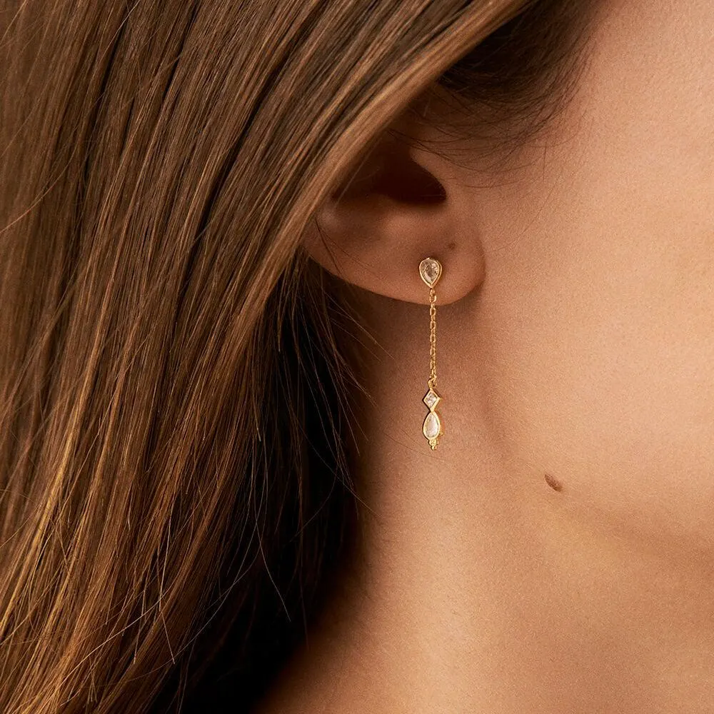 Pendientes largos ARISTA - Cristal / Dorado