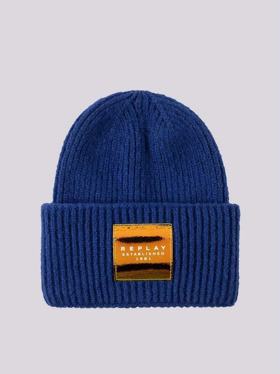 Gorro de mezcla de lana con canalé