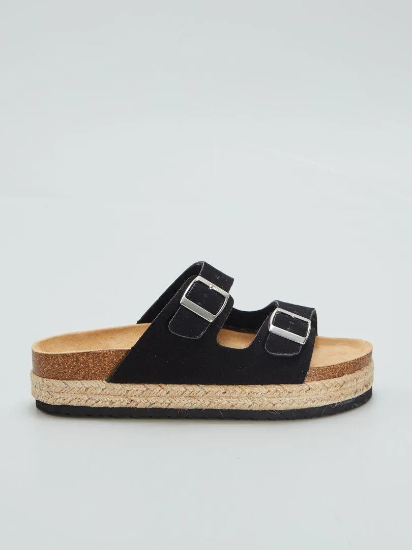 Sandalias con plataforma - NEGRO
