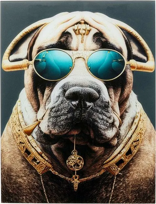 Tableau en verre Fashion Dog 60x80cm