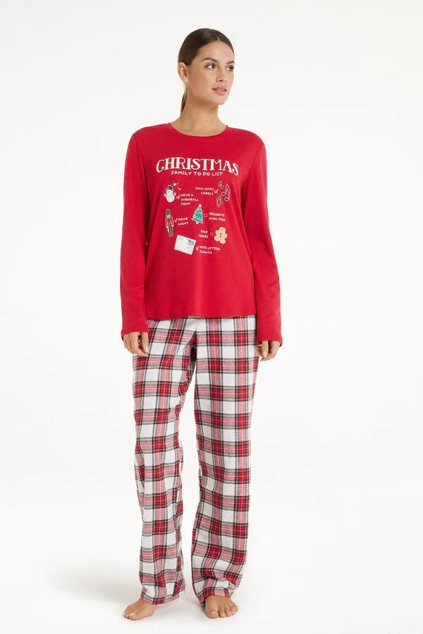 Pijama Largo de Algodón Grueso con Estampado «To do list»