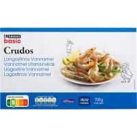 Langostino crudo 35/42 EROSKI BASIC, caja 700 g
