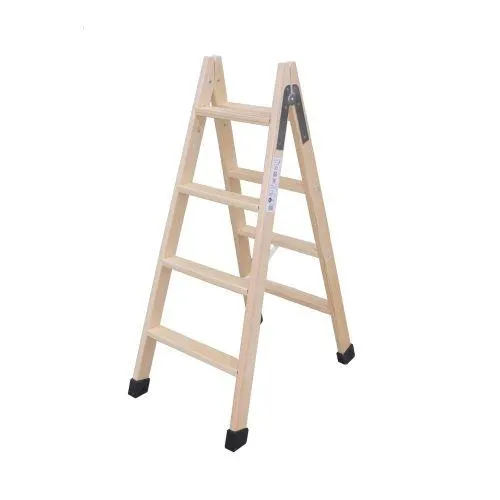 Escalera industrial de tijera tacos antideslizantes doble 5 peldaños 1,25mt madera escaleras climent d5t