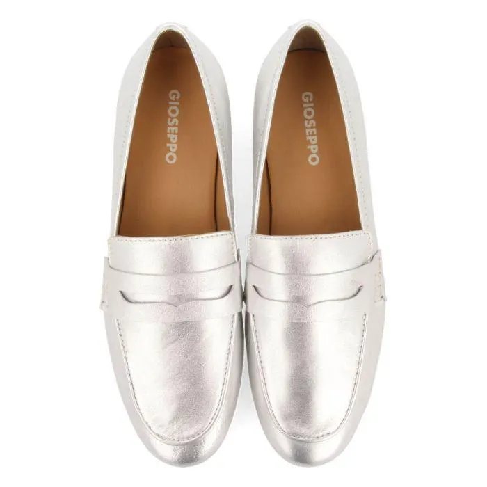 Augusta women's silver leather moccasins